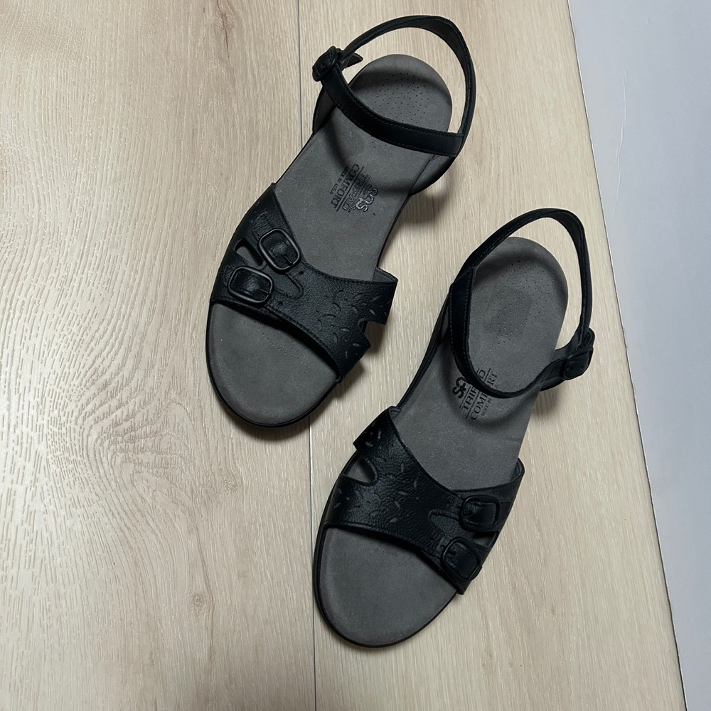 SAS Tripad Comfort Black Leather Strappy Sandals Women Made in USA Size 8 S